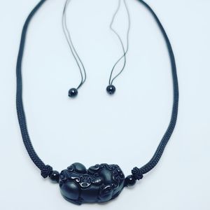 Black Obsidian Pixiu Carving Unisex necklace ✨